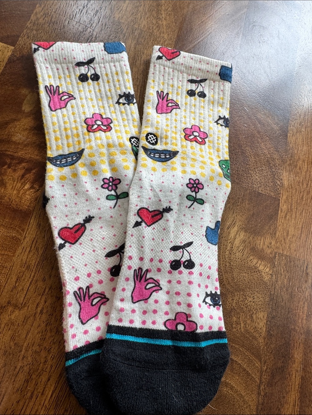 Stance Kids Cream Socks with Pink, Black, Blue & Yellow Pop Art Prints